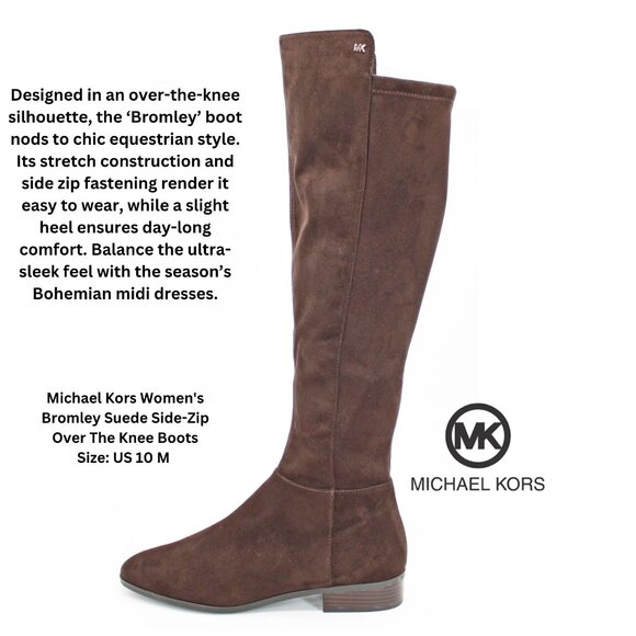 Michael Kors Women's Bromley Suede Side-Zip Over The Knee Boots - Picture 1 of 9